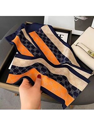 Özel Desenli Atkılar Turuncu Lacivert Desenli