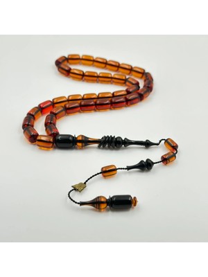 Emine Reşvani Usta Işçilikli Turuncu Şeffaf Halkalı Imame Ateş Kehribar Tespih