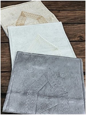 ayhanhome 3 Adet Kadife Fransız Güpürlü Işlemeli Çeyizlik Gelin Seti Seccadesi