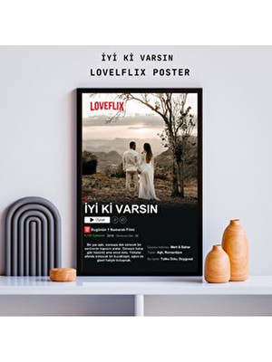 Poster Kişiye Özel Loveflix Film Siyah Çerçeveli - Sevgiliye, Arkadaşa ve Doğum Günü Anlamlı Hediye
