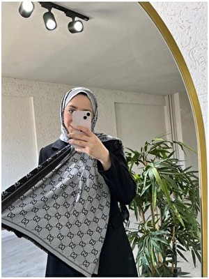Modechic Collection Ipeksi Jakar Çift Taraflı Siyah-Gri Şal