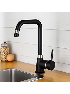 Viosa Siyah Mutfak Evye Bataryası 360 Oynar Perlatörlü