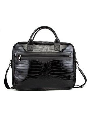Morca 15.6 Inç Siyah Kroko Deri Laptop Çantası Ergonomik Tasarımlı ve Şık Görünümlü