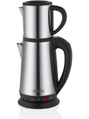 Avesta Gri Çay Makinası 0,8L Metal Demlik ve 2,2L Çelik Su Isıtıcı Kapasitesi ile