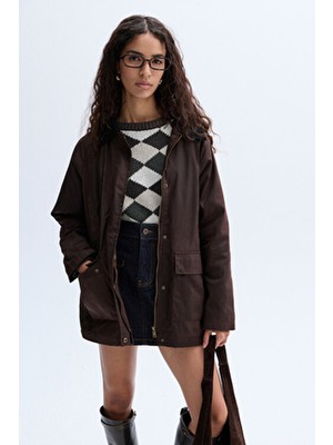 Mudo Kadife Yaka Oversıze Mont Ceket