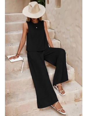 Mossta Kolsuz Geniş Paça Aerobin Ikili Takım - Siyah