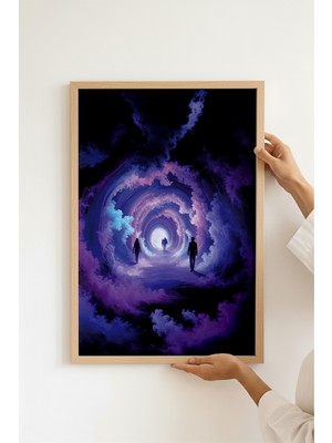 Ayabak Çerçeveli Poster Postmodern Mor Gökyüzü Desenli - Dekoratif Çerçeveli Poster ACP34