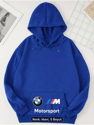 Kanguru Sweatshirt Içi Polarlı Mevsimlik Bmwmotorsport Cep Üstü Baskılı