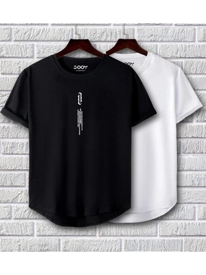 Unisex Dikey Baskılı Oval Kesim 2’li Set Kombin