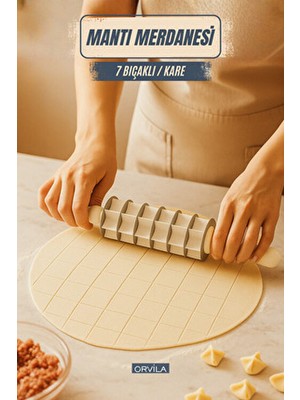 Orvila Pratik Kare Mantı Kesme Merdanesi – Çelik Bıçaklı - Çoklu Kesim Aparatı