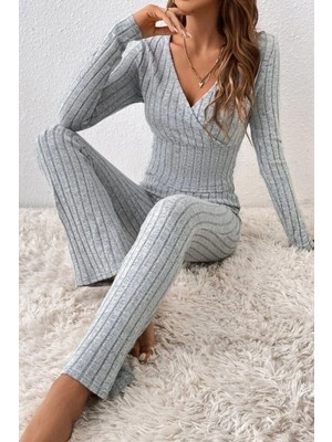 Mossta Uzun Kollu Şardonlu Kaşkorse Ikili Takım - Gri