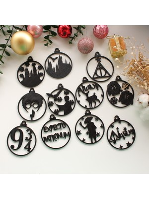 Empressco Siyah 3D Noel Süsleri, Harry Potter Temalı, 11 Adet, Yılbaşı Dekorasyonu