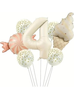 CetKing Dondurma Şeker 4 Yaş Folyo Balon Set