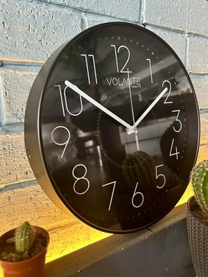CetKing Modern Duvar Saatleri Chıc Serisi 30 cm Ø Gerçek Cam Ev/ofis/mutfak/sınıf/okul Sessiz & Akar (Siyah-Beyaz)