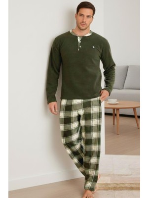 AKASYA Erkek Cepli Kışlık Polar Pijama Takımı 2252P