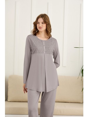 Nightlove Kadın Hamile Uzun Kollu Pijama Takımı