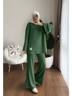 Miraydin Butik Kadın Ispanyol Paça Pantolon Ikili Takım M25114 - Yeşil
