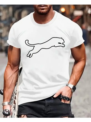 Oversize Pamuklu Yeni Sezon Leopar Desenli Siyah Beyaz Renkli Thşört