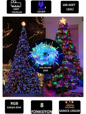 Empressco Renkli LED Işık 8 Fonksiyon 10M 100 Ampül, Yeni Yıl Için Eğlenceli Dekorasyon