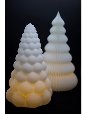 Empressco 2'li Işıklı Yılbaşı Ağacı Dekor, Beyaz, Şık ve Parlak Süsler