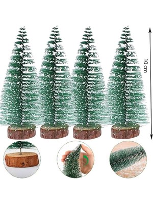 Empressco 10 cm Karlı Yapraklı Çam Ağacı 4'lü Dekoratif Set