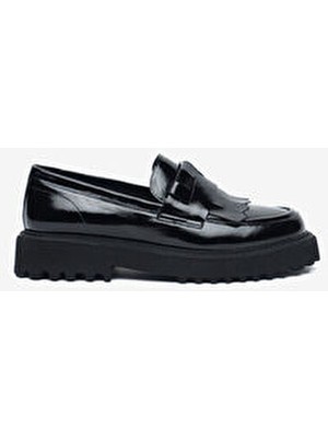 Greyder Kadın Siyah Rugan Hakiki Deri Loafer Ayakkabı 5K2UA59331
