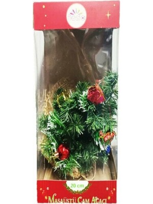 Empressco 20 cm Süslü Yeşil Çam Ağacı, Masa Üstü Dekor, Şık ve Doğal Görünüm