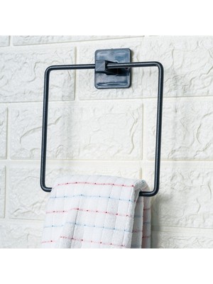 Buffer® Kendiliğinden Yapışkanlı Siyah Paslanmaz Metal Kare Havluluk
