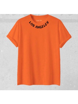 Yeni Sezon Unisex Los Angeles Yaka Baskılı T-Shirt