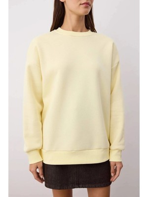 Kazax 3 Iplik Şardonlu Bisiklet Yaka Sweatshirt Sarı