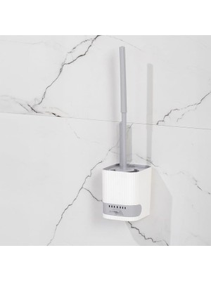 CetKing 2026 Pratik Temizlik Tuvalet Fırçalığı Banyo Tuvalet Fırçası Wc Fırçası - Gri Beyaz