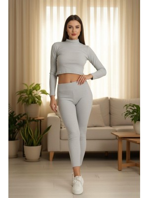 Mossta Şardonlu Fitilli Ikili Taytlı Takım Gri