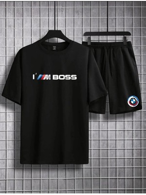 Baskılı Unisex Oversize T-Shirt ve Yazlık Şort Alt Üst Takım 2'li