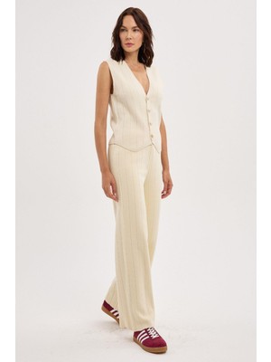 Mossta Premium Triko Yelek Pantolon Takım Ekru