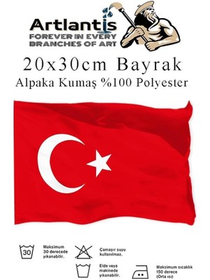 CetKing Bayrak 20X30 cm Türk Bayrağı Kumaş 1 Adet Alpaka Kumaş Bez Bayrak Kaliteli Türk Bayrağı