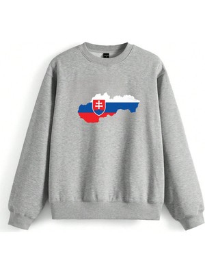 Slovakya Bayrağı Grafik Özel Tasarım Rahat Mevsimlik Bisiklet Yaka Sweatshirt