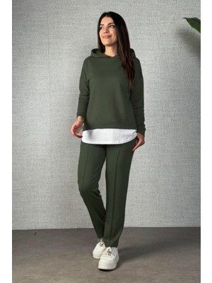Mossta Modern Viskon Iki Iplik Kumaş Rahat Kalıp Günlük Ikili Takım - Yeşil