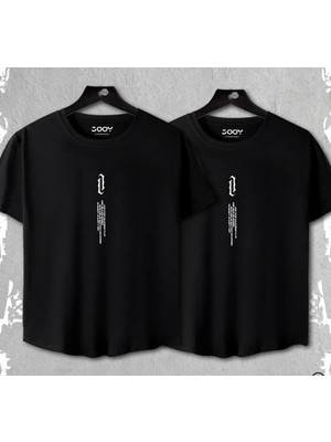 Unisex Dikey Baskılı Oval Kesim 2’li Set Kombin