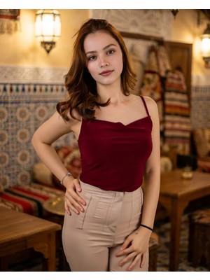 Flare Kadın Degaje Yaka Sandy Bluz - Terletmeyen Esnek Ithal Kumaş