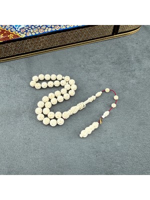 Yavuz Bülbül Usta Işçilikli Oyma Motifli Fil Dişi Tespih