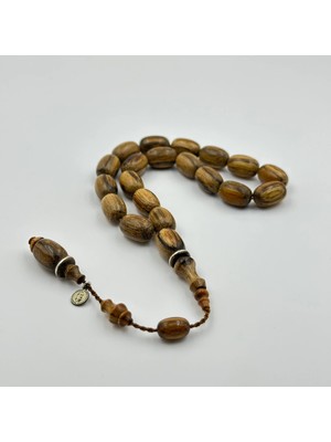 Şükrü Baba Imzalı Gümüş Halka Detaylı Kapsül Kesim 19 Habbe Öd Ağacı Tespih