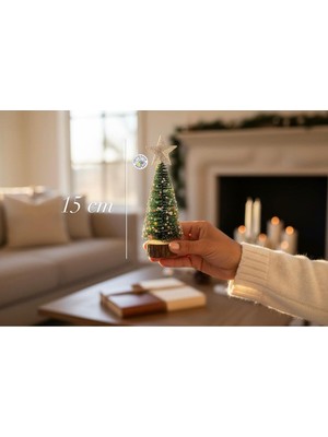 Empressco 15 cm Mini Yılbaşı Ağacı Masa Üstü Aydınlatmalı Dekorasyon Yeşil