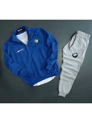 ✅bmw M Power Baskılı Yarım Fermuarlı Sweatshirt-Eşofman Altı Set Kombin