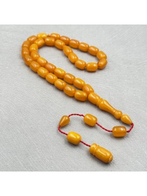 Sarı Hareli Miskevi Kapsül Tespih – Özel El Işçiliği