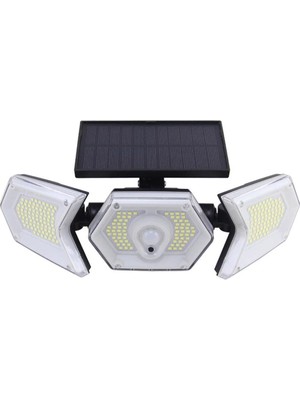 CetKing 254 Ledli Hareket Sensörlü Solar Projektör Güneş Enerjili LED Bahçe Lambası Şarj Olan