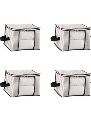 CetKing Boy Lüks Pencereli Kazak-Pike-Battaniye Hurcu Dolap Düzenleyici Hurç 40 x 30 x 30 cm - 4 Adet (Beyaz)