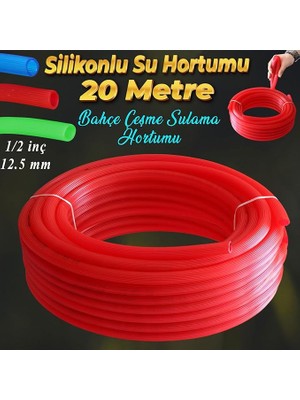 CetKing Bahçe Çeşme Su Hortumu Iç Çap 1/2 Naturel Silikonlu Sulama Araç Yıkama Hortum 20 Metre