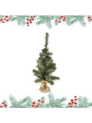 Empressco Yılbaşı Çam Ağacı 60CM, Kütüklü, Çuhalı, 56 Dal, Bej Renkli, Şık Dekorasyon Malzemesi