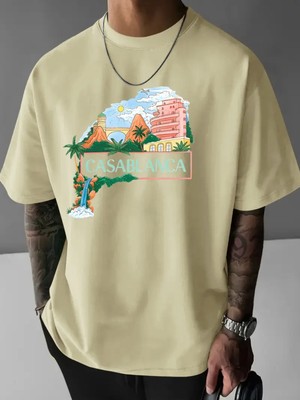 Erkek Trendy "casablanca" Grafik T-Shirt