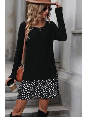 Mossta Bisiklet Yaka Şardonlu Kaşkorse Bluz ve Etek - Siyah